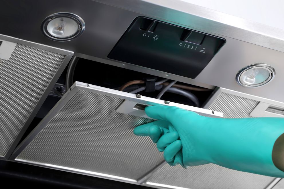 Step 1: removing metal filter from cooker hood